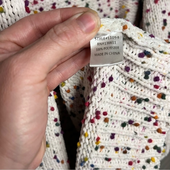 P.S Kate Off White Confetti Knit Open Cardigan, Women’s Size Small/ Medium - Picture 6 of 10